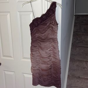 💜ombré One shoulder ruffled cocktail dress